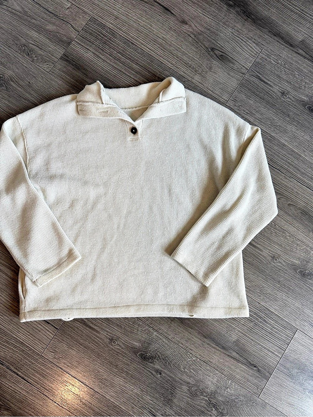 Madewell Mockneck Button-Back Top Ribbed Sweater Cream Medium